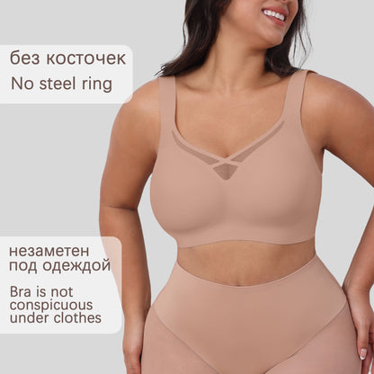Plus Size Women's Bra with Large Cup Gathered, Breathable Mesh Customization