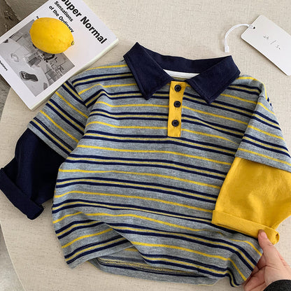 Children's Long Sleeve T-Shirt SPolo Collar Basic Top