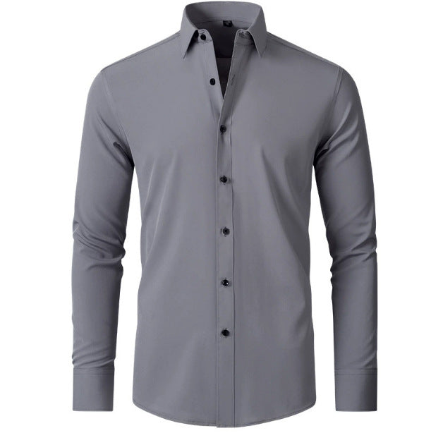 Cotton Long Sleeve Shirt Men's Stretch Non-Iron Dress Shirt  Size Business Casual Shirt
