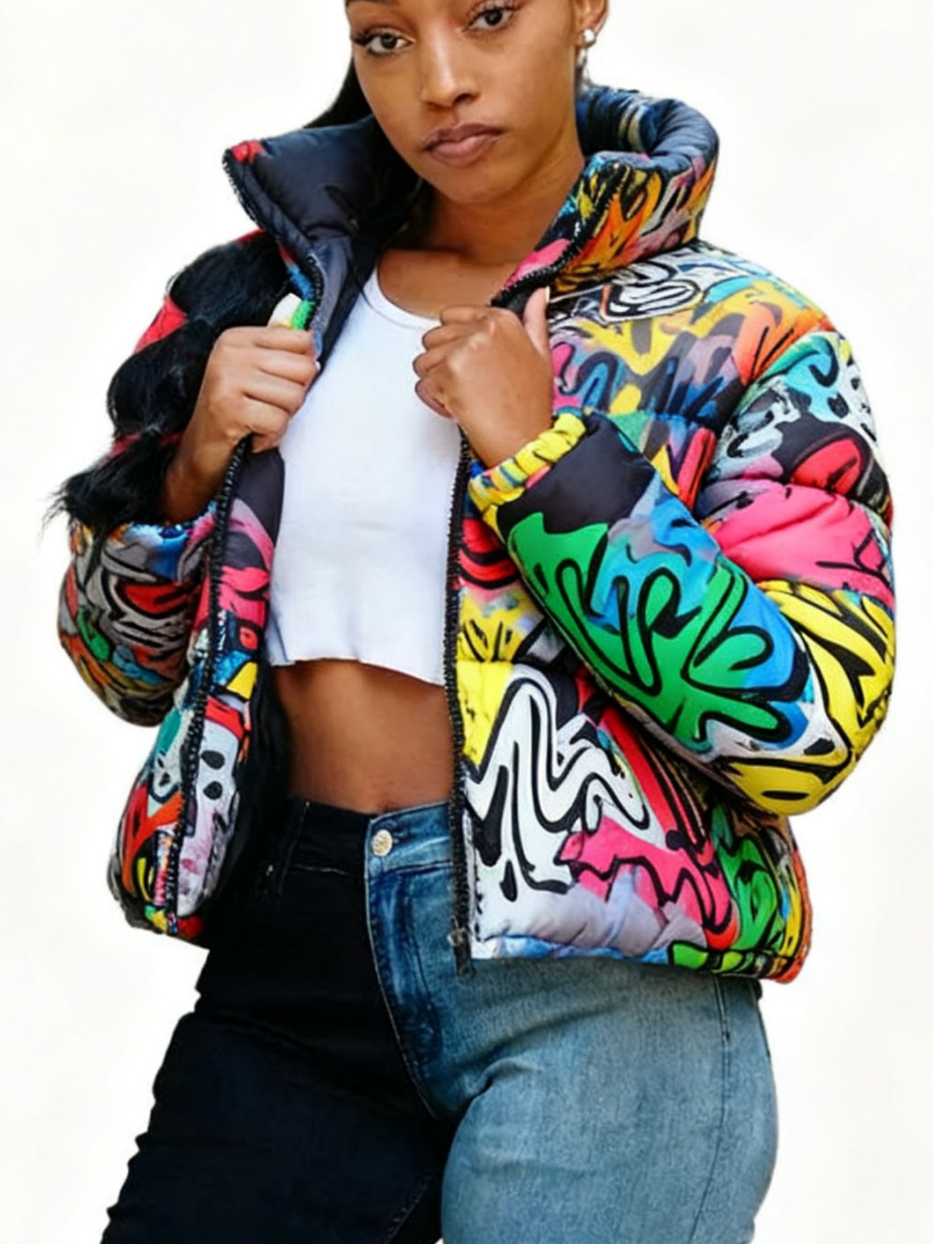 Kleurrijke Korte Pufferjas