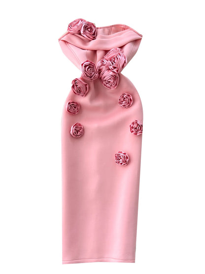 Strapless Floral Dress