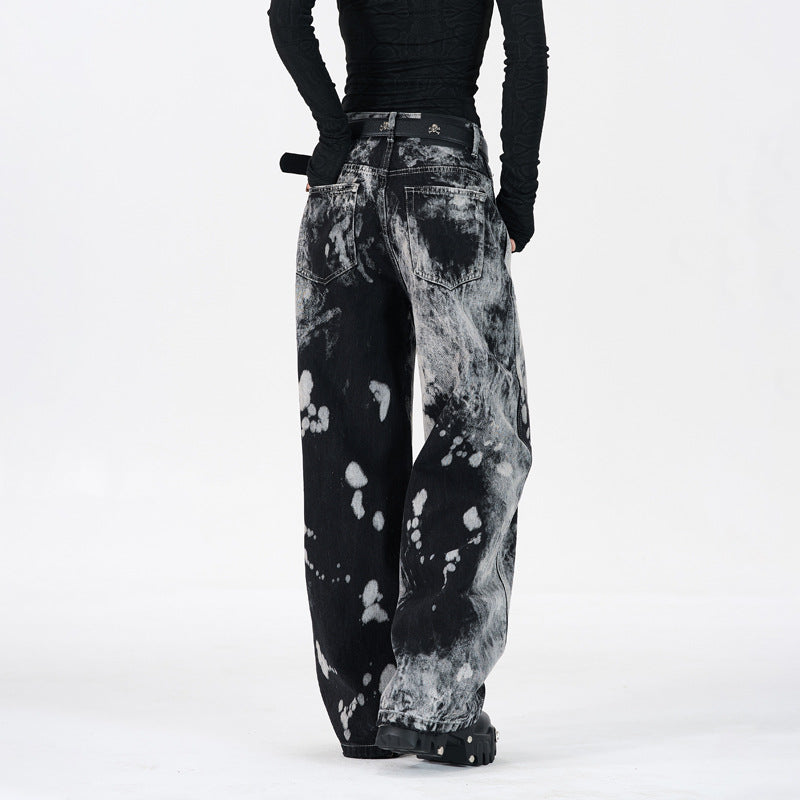 Hip-hop Style Dye Gradient Straight Leg Trendy Denim Pants