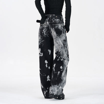 Hip-hop Style Dye Gradient Straight Leg Trendy Denim Pants