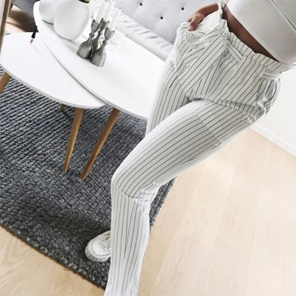 Europese paper bag taille cropped broek