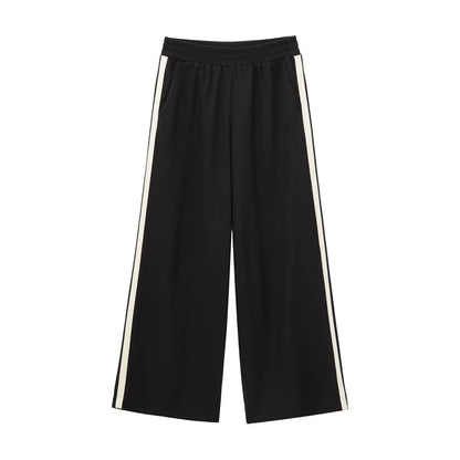 Women's Side Stripe Belted Jacket + Side Belted Wide Leg Pants Set