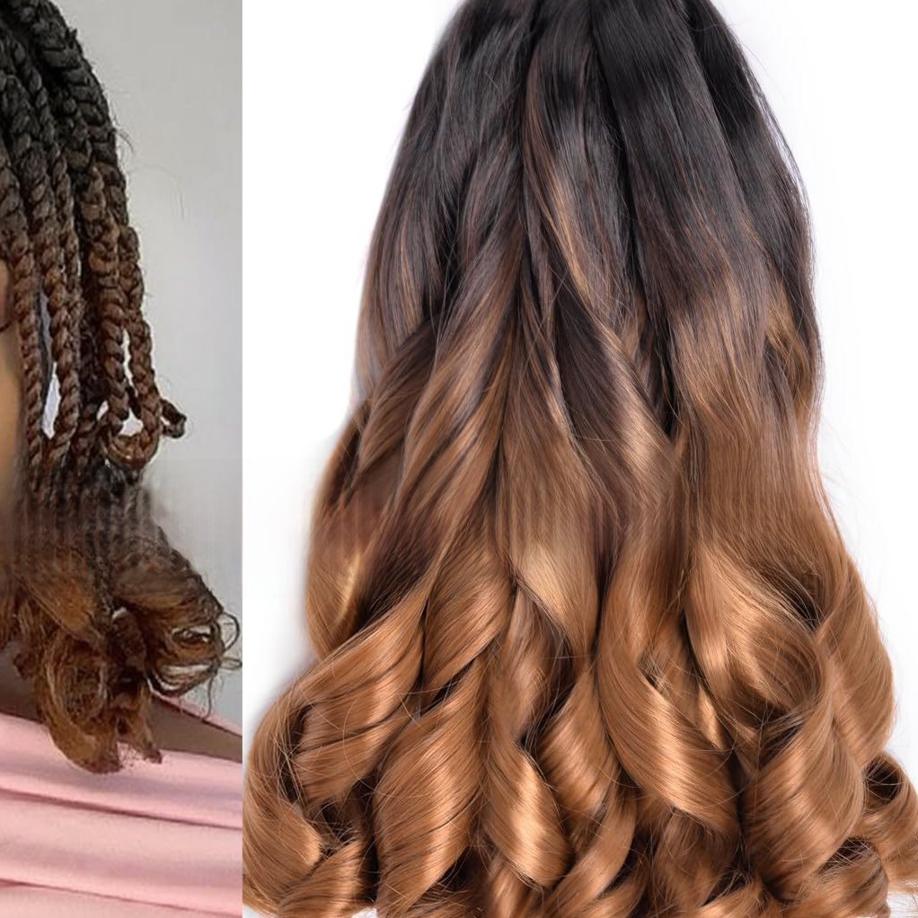 Synthetic fiber wig with long wavy hair