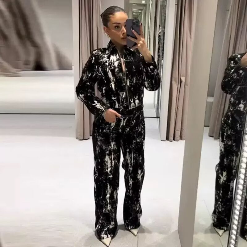 Women's Clothing Batik Casual Jacket + Pants Set