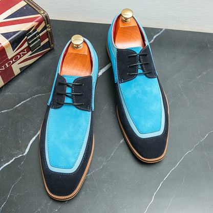 Modieuze en trendy leren veterschoenen met houtenhak