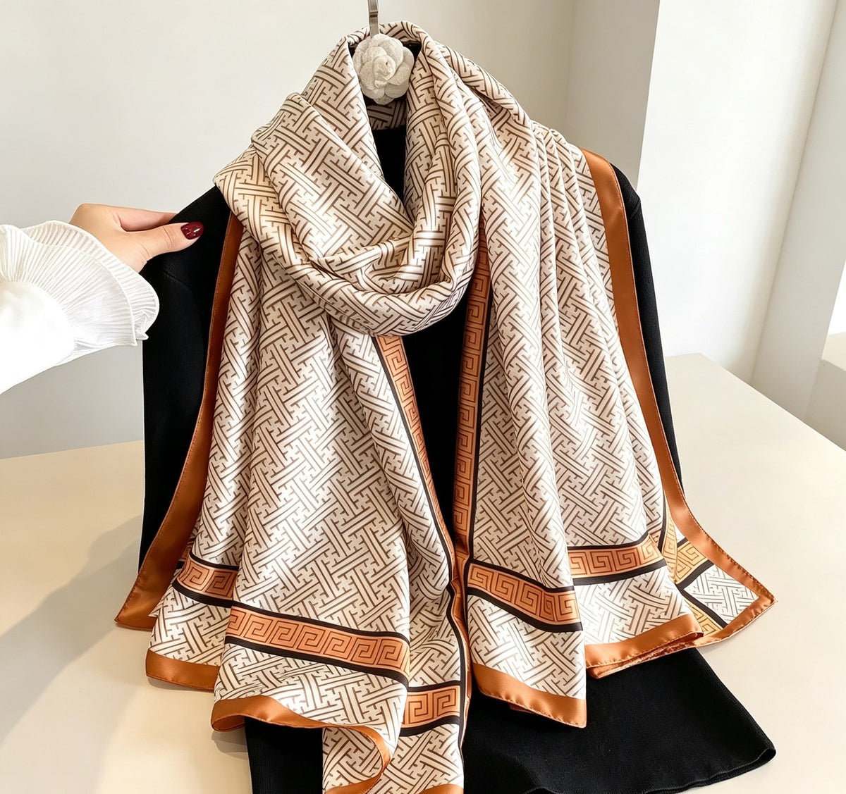 Women's Lijin Satin Scarf Floral Print Shawl