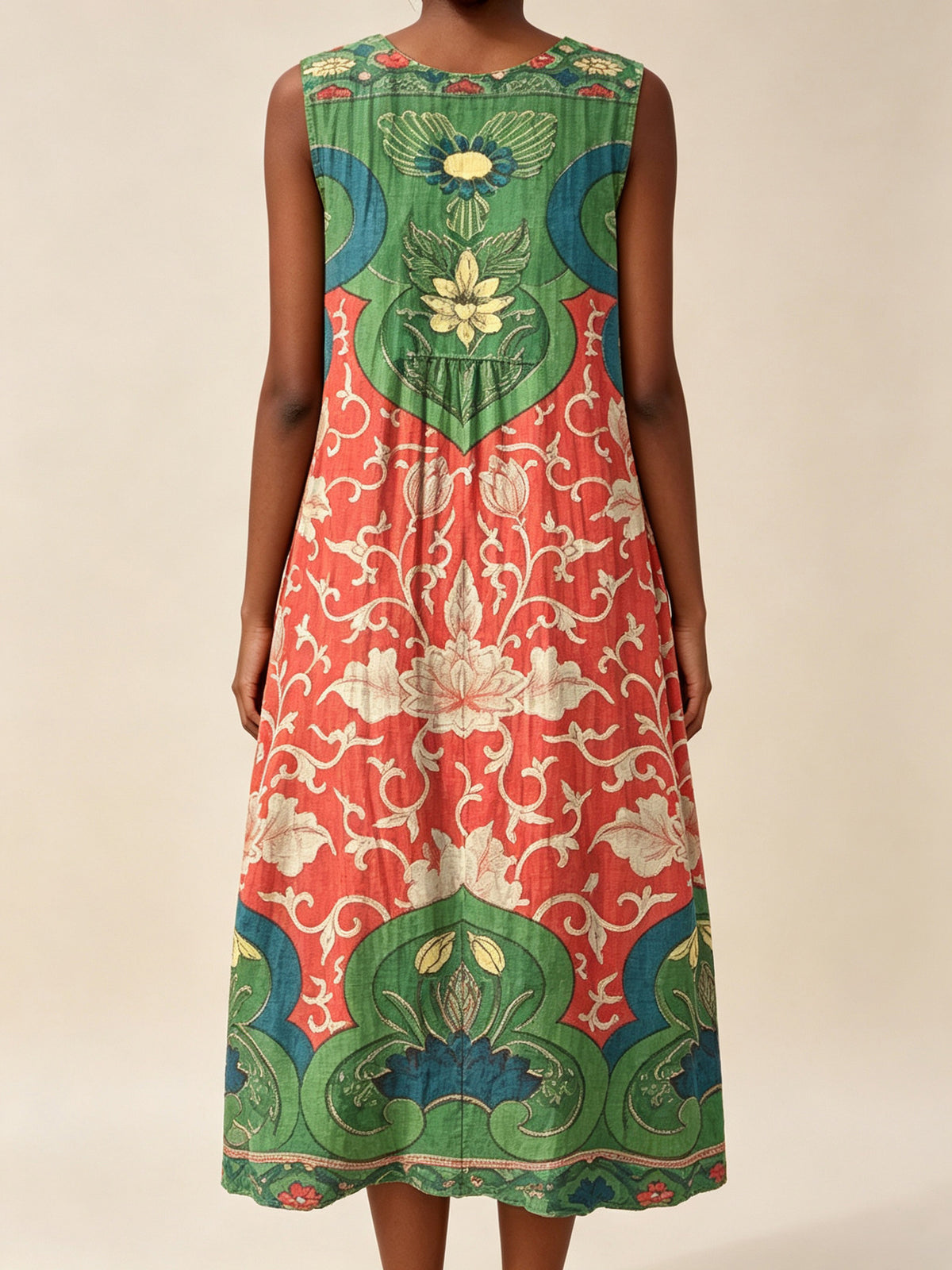 Sleeveless Printed Elegant Long Dress