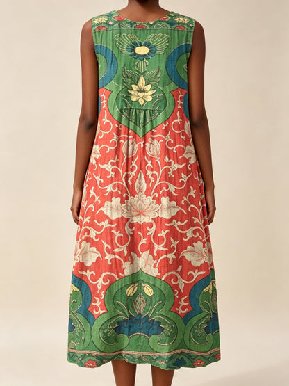 Sleeveless Printed Elegant Long Dress