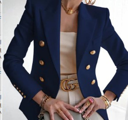 Fashionable Casual Solid Color Blazer Short Jacket for Women