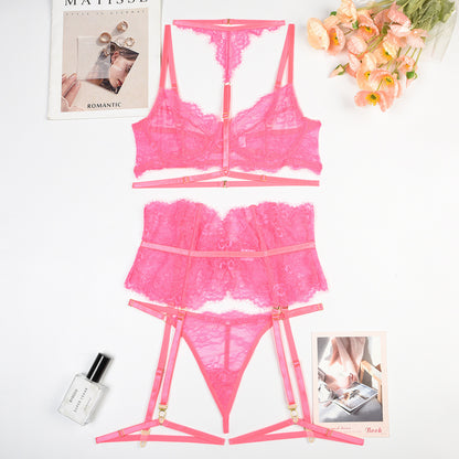 Transparent Lace Lingerie Set with Underwire