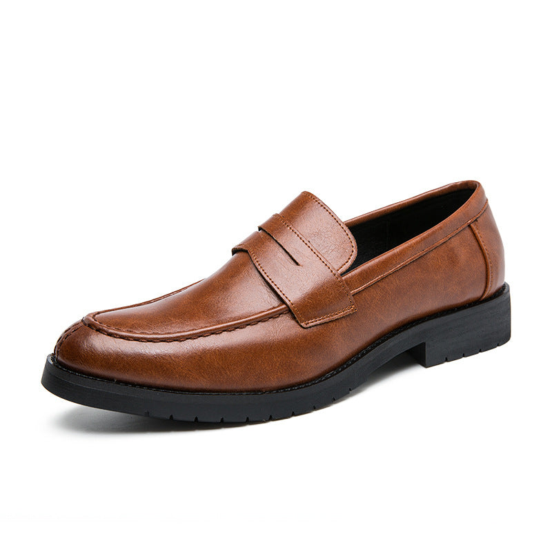 Mens Pointed Toe Leather Slip On Shoes