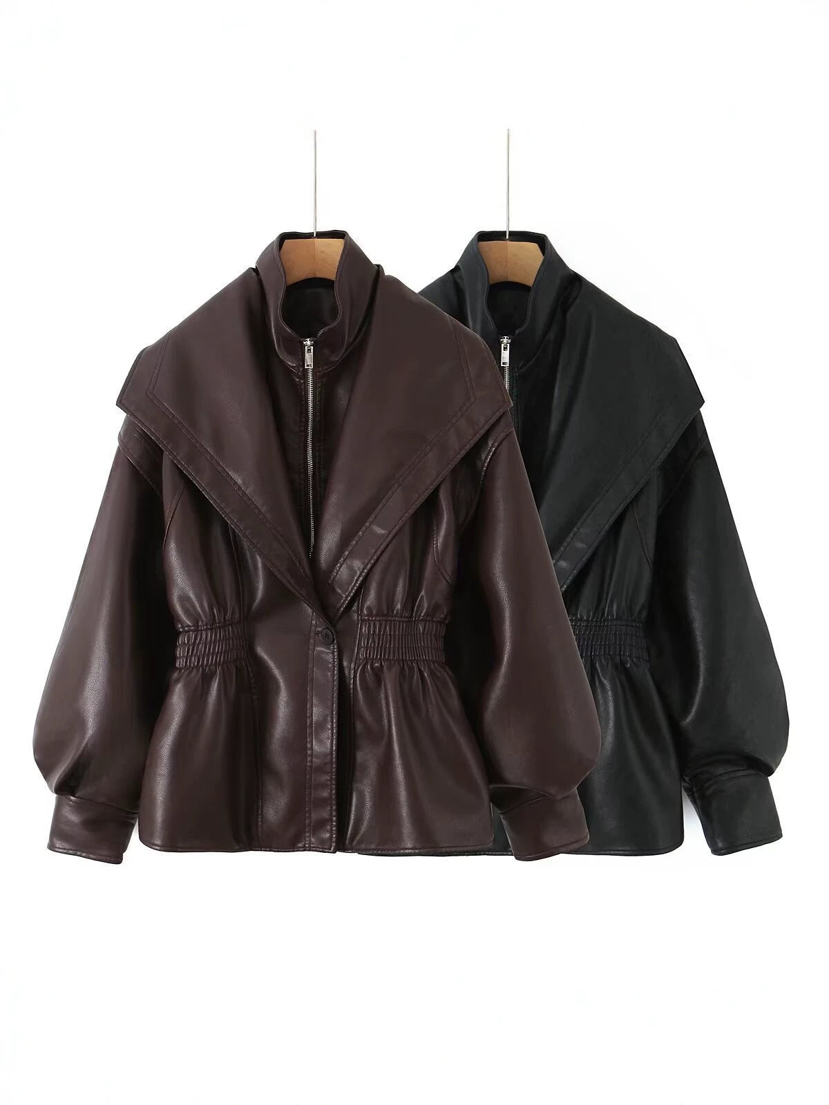 Fashion Turn-Down Collar Leather Jacket