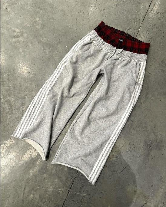 Vintage gestreepte casual joggingbroek met contrast en hoge taille