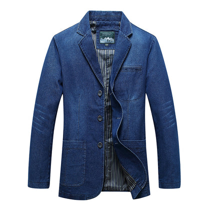 Men's Slim Fit Solid Color Denim Jacket Casual Zipper Hooded Coat