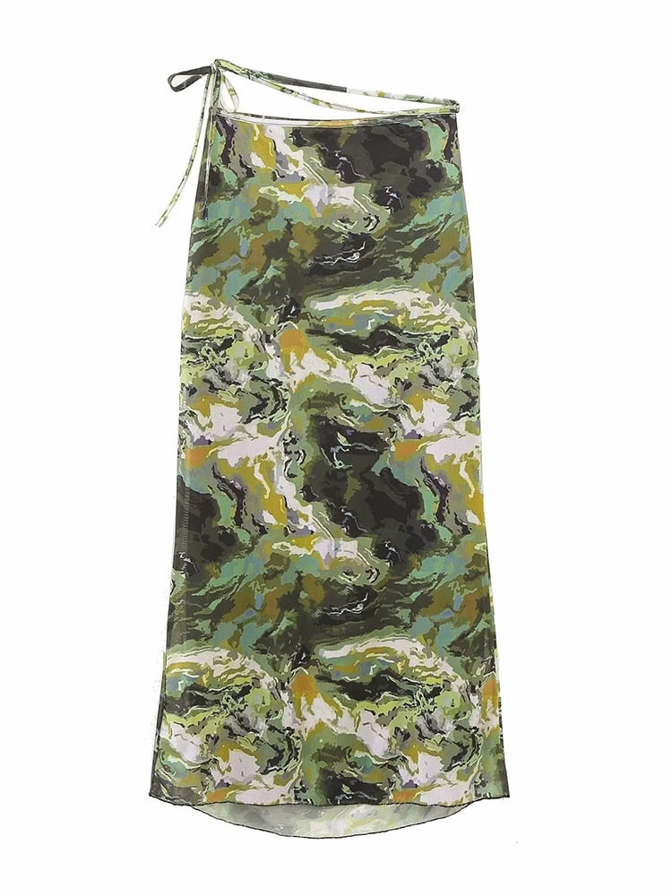 Zomerse damesrokje en top van tule met print apart verkrijgbaar