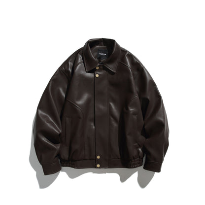 Workwear leather jacket loose motorcycle suit casual leather jacket