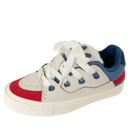 Contrasterende unisex sneakers met ronde neus