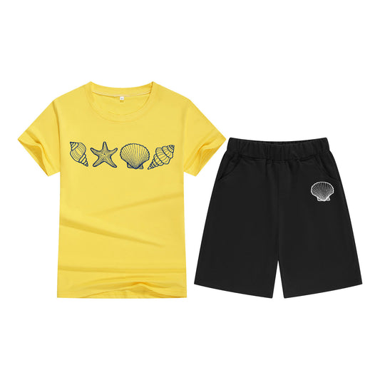 Unisex katoenen T-shirt met korte mouwen en shorts