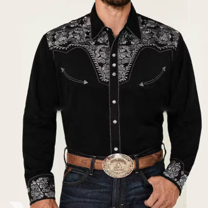 Bedrukt overhemd met lange mouwen in vintage cowboy stijl