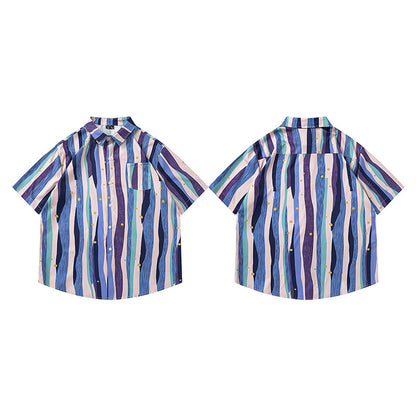 Short Sleeve Shirt for Men and Women Sweet Youthful Loose Top Trendy