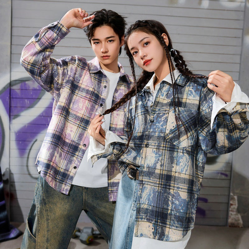 Loose long sleeved versatile tie dye men's long sleeved jacket