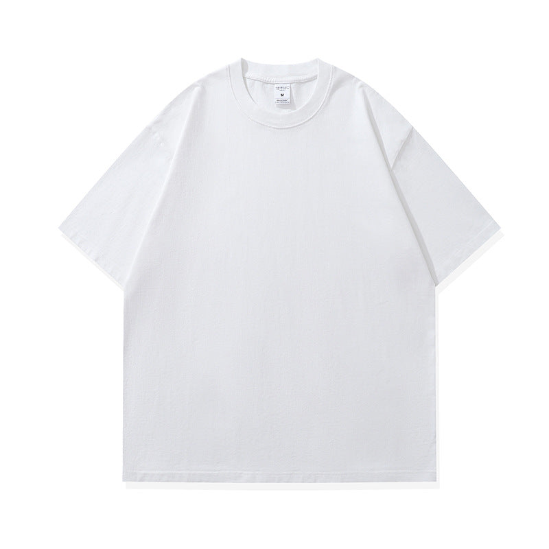 Men's Fashionable American Street Style Loose Drop Shoulder Pure Cotton Short Sleeve T-Shirt with Print Customization