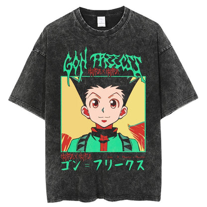 Summer New Fullmetal Alchemist Anime Print T-Shirt Summer Cotton Washed Top Retro Vintage Short Sleeve