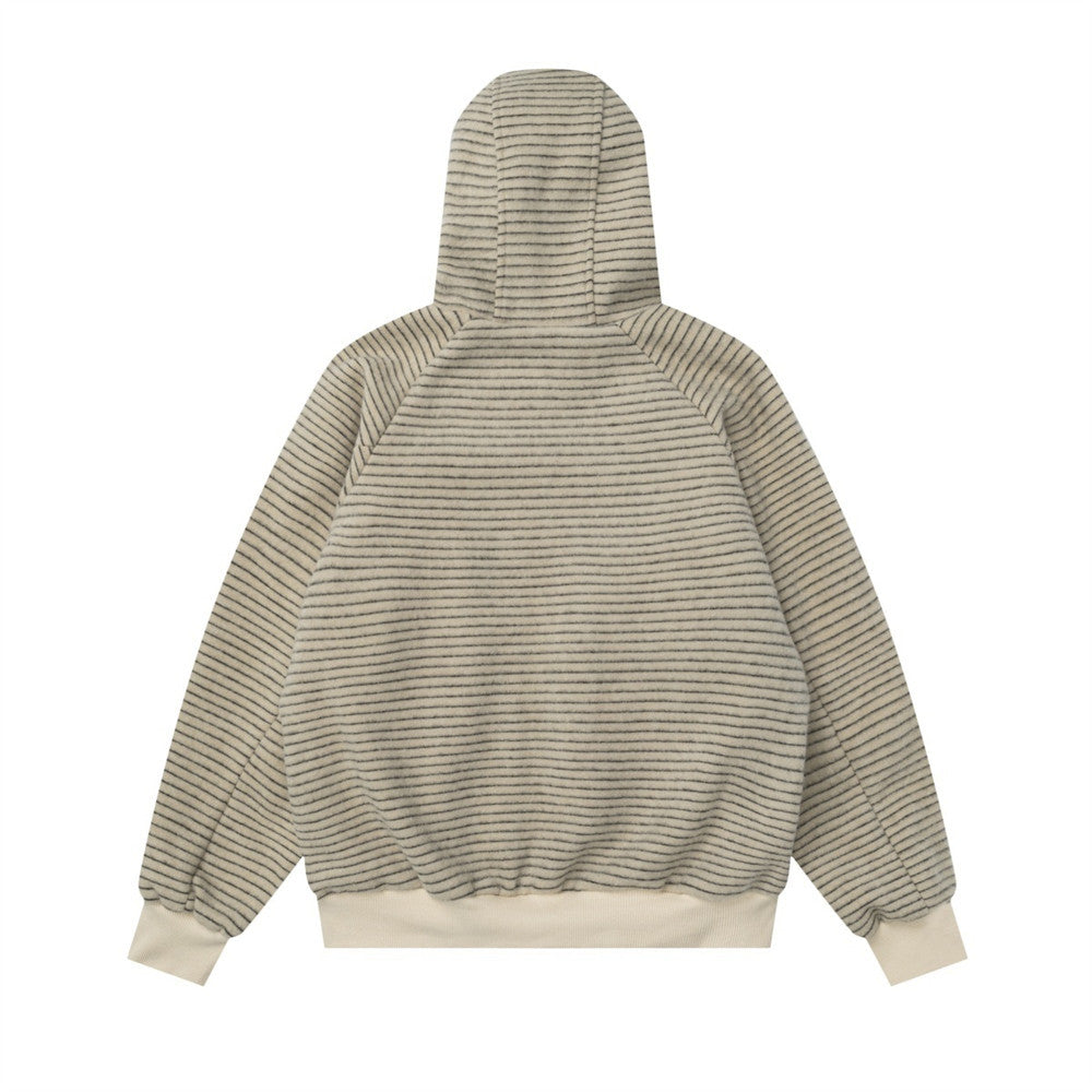 Dubbelzijdig gestreepte sweatvest met capuchon