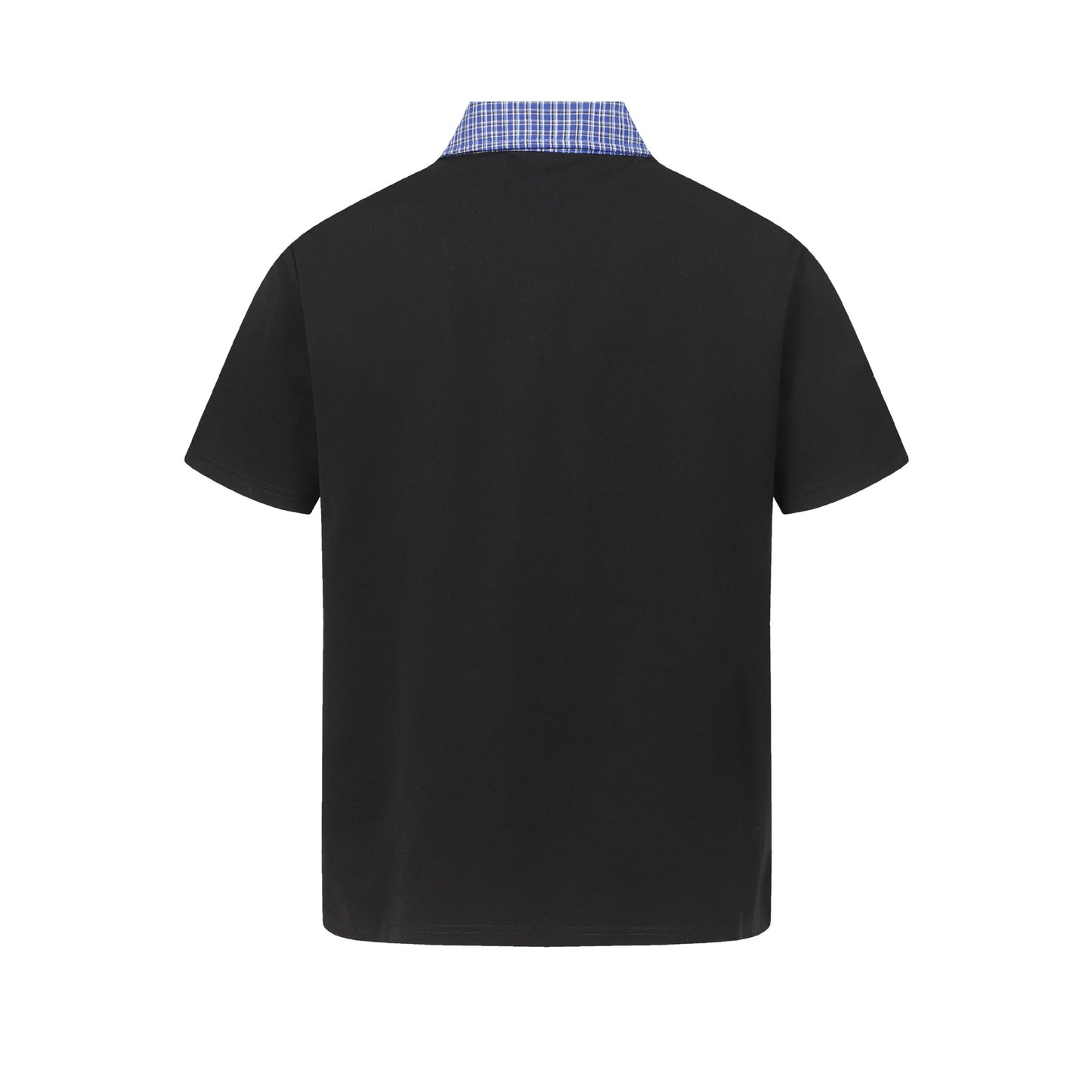 minimalist faux two-piece checkered collar polo shirt , summer casual versatile short sleeve top