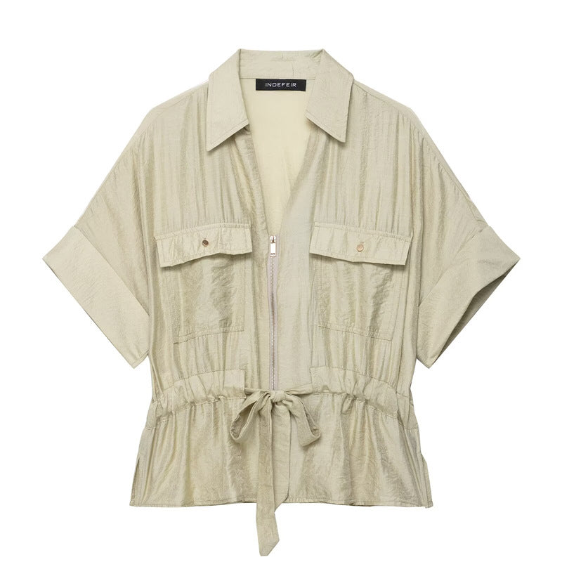 Elegant Style Design Shirt Top and Wide-Leg Pants Set