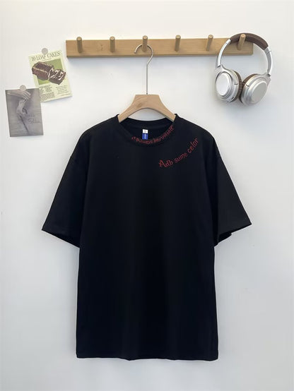 Letter Embroidered Short Sleeve T-shirt Simple Summer