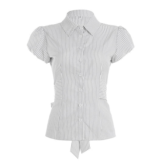 Striped breasted shirt top