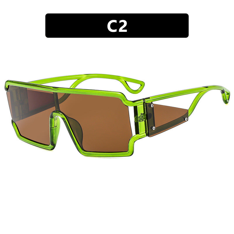 Square connected sunglasses with hollowed out avant-garde personality Instagram popular fashion street photography futuristic sunglasses