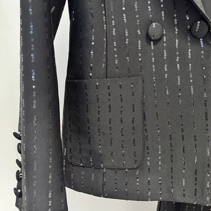 Bead sequin suit jacket long pants set two-piece set