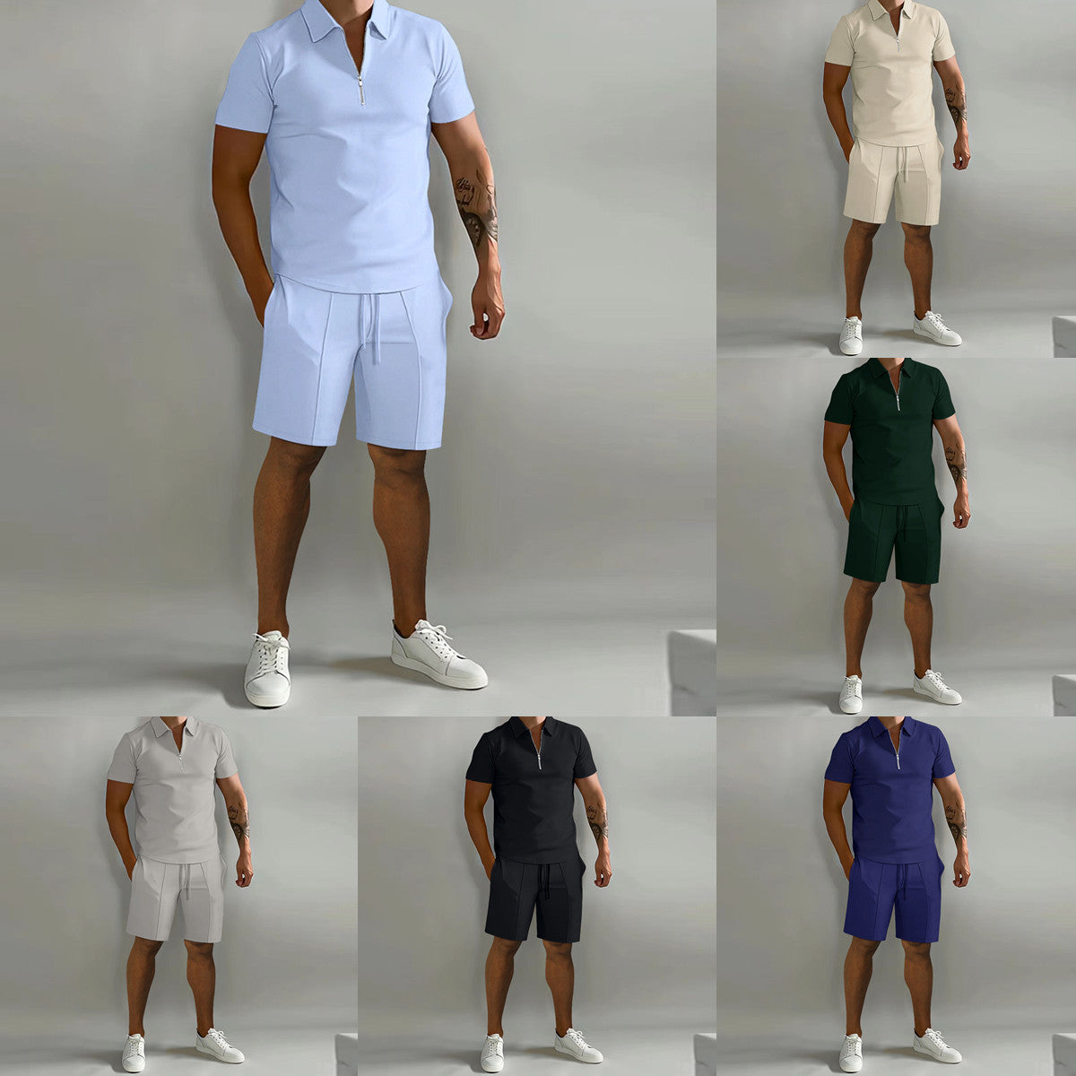 Polo casual loose short sleeved shorts sports suit