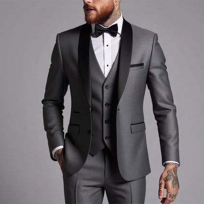 Men's Business Suit Three-Piece Set Double Vent Tuxedo Set
