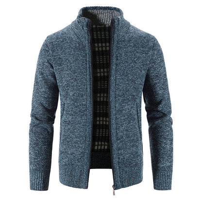 Mens Knitted Stand Collar Cardigan
