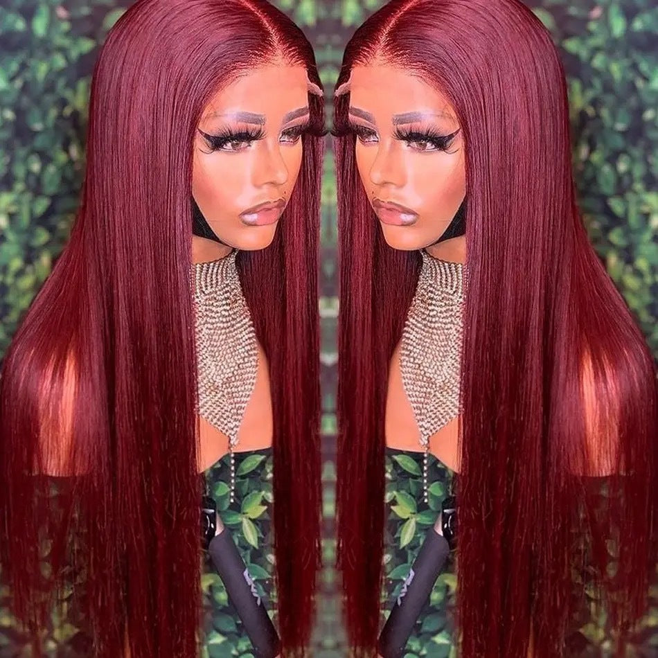 Lace Front Synthetic Wig Long Straight Hair with Air Bangs