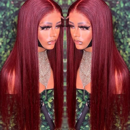 Lace Front Synthetic Wig Long Straight Hair with Air Bangs