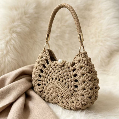 Handwoven Wool Fish Pattern Shoulder Bag