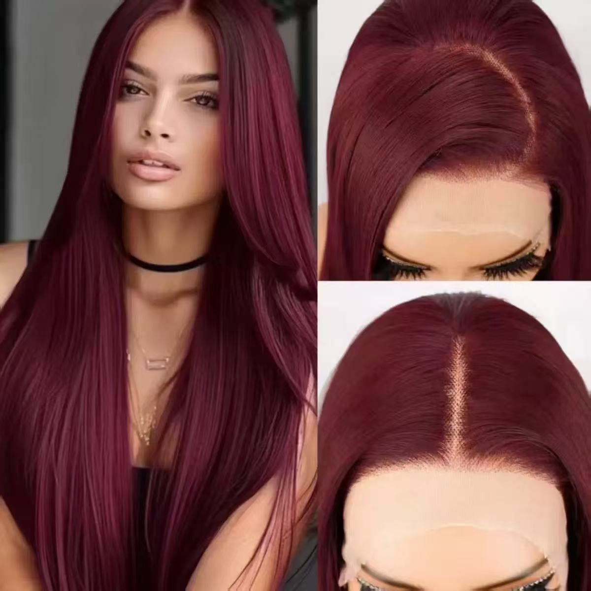 Fashion Long Straight Hair Wig Front Lace Full Head Wig