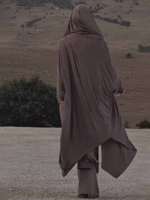 Effen lange cardigan met capuchon