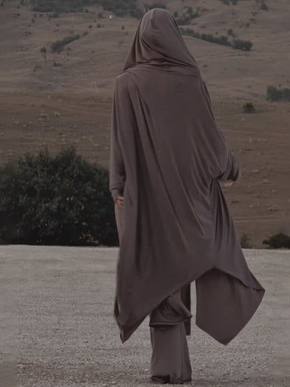 Effen lange cardigan met capuchon