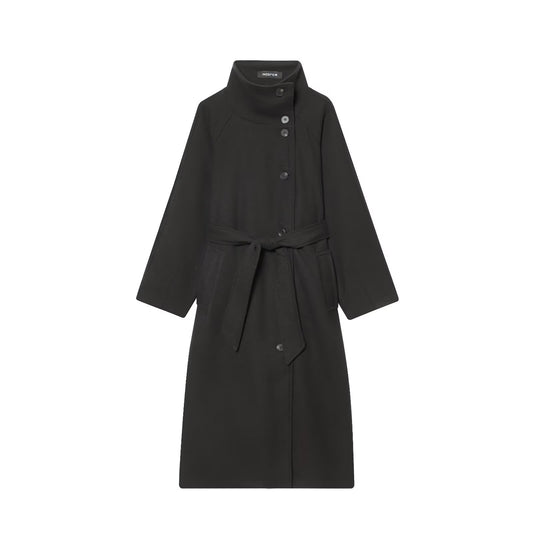 Womens Stand Collar Belted Coat