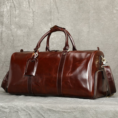Men's Leather Travel Bag Large Capacity Cowhide Duffle Bag
