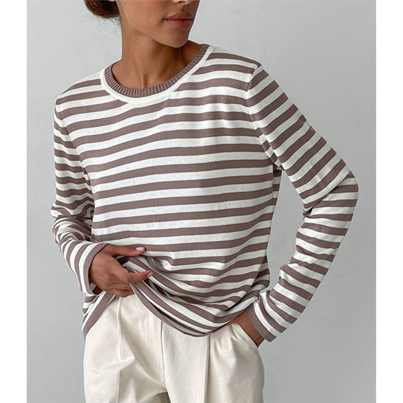 Striped Knitted Sweater Women Pullover Casual Long Sleeve