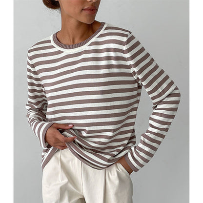 Striped Knitted Sweater Women Pullover Casual Long Sleeve